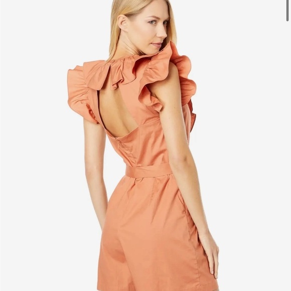BCBGMAXAZRIA Women’s Peach Ruffle Romper Size XXS - Picture 3 of 14